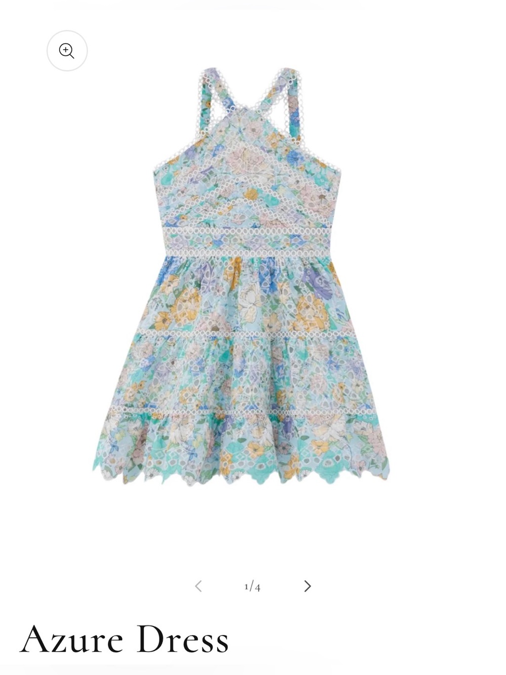 MARLO Sz 13-14 Azure Floral Embroidered Halter Dress Original $200 Like New